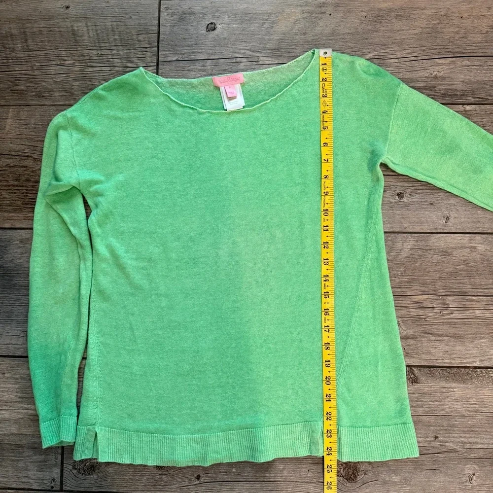 Lilly Pulitzer Womens Small Lime Green 100% Linen Lightweight Knit Sweater Top